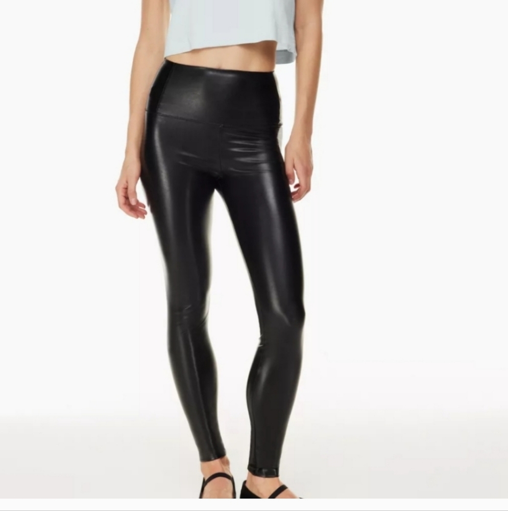 Wilfred Free pants black pleather faux leather stretch